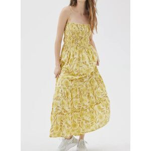 URBAN OUTFITTERS Athena Floral‎ Smocked Maxi Dress Yellow Small